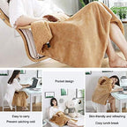 Firlar Heated Blanket, USB Flannel Small Shawl Throw Blanket with Hand Pocket Warm Knee Foot Shawl Plush Knee Warmer Electric Heated Blanket for Home Office Car, 24x32 Inch