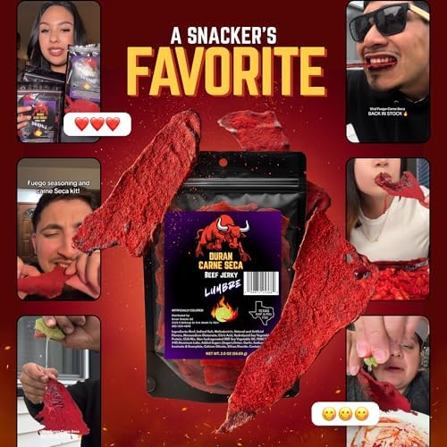 Tizon Lumbre Carne Seca - Spicy Fuego Beef Jerky Snack, Premium Mexican-Style Dried Beef, 2oz Resealable Pouch, No Added Hormones, USA Made