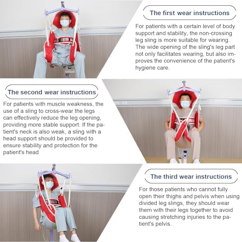 EZ Assistive Patient Lift Sling, Medical Commode Patient Lift Aid Transfer Sling for Elderly Shower Bath, Patient Lifts for Home use,Divided Toileting Sling, 500lbs (Large-Sling&Head Support)