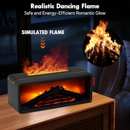 LINGSFIRE Fireplace Diffuser, 7 Colors Flame Humidifier Fireplace Humidifier with Timer Aromatherapy Air Diffuser for Bedroom, Office, Yoga Studio