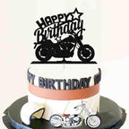 Happy Birthday Cake Topper Black Flash Motorcycle Party Decoration Birthday Party Cake Decoration