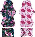 PHOGARY Reusable Menstrual Pads (7 in 1), Bamboo Cloth Pads for Heavy Flow with Wet Bag, Washable Overnight Cloth Panty Liners Period Pad, Large Sanitary Pad Set with Wings for Women