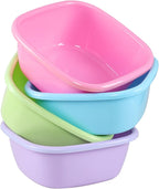 12 Quart Square Plastic Dish Pans, Set of 4 Small Plastic Dish Wash Basins