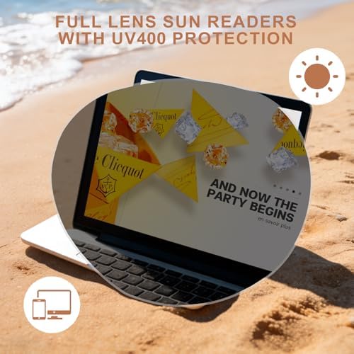 Round Sun Readers for Men & Women, Full Lens Reading Sunglasses with UV400 Protection & Spring Hinge