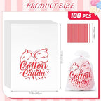 100PCS Cotton Candy Bags, 11.8x17.7 Inch Candy Supplies Perfect for Sticks and Cones, Cotton Candys Bulk Accessories for Carnivals