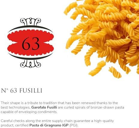 Garofalo - Premium Durum Wheat Semolina Fusilli Pasta, Italian Made, Bronze-Drawn, Al-Dente, One-Ingredient Pasta (4 pack)