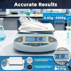 Lab Scale 5000g x 0.01g,13 Unit 0.01g Accuracy High Precision Digital Analytical Balance, Electronic Laboratory Precision Gram Scale Digital Kitchen/Jewelry/Scientific Scale