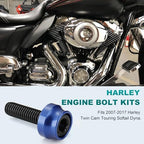 MoKitDora 72 Sets Twin Cam Bolt Covers Black Engine Bolt & Head Toppers Caps Kit for 2007-2017 Harley Softail Touring Dyna, Blue