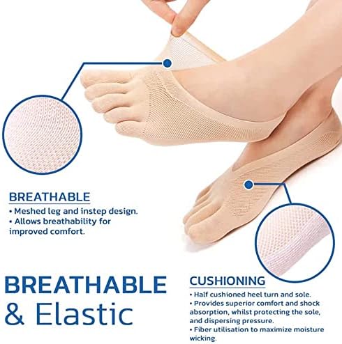5 Pairs Sock Align Toe Socks for Bunion, No Show Low Cut Five Finger Orthopedic Compression Socks For Women (Toe Socks-B)