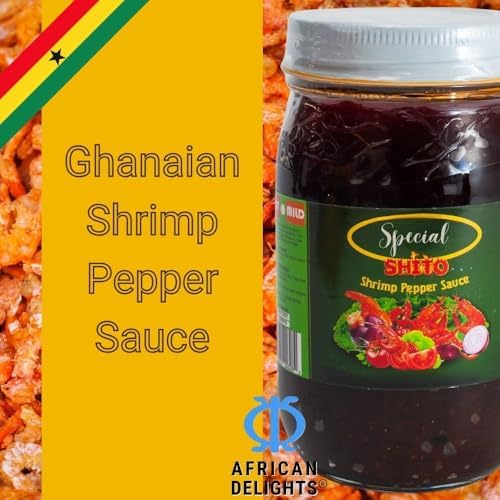 Special Shito | Shrimp Sauce Hot Sauce | Ghana Shito |Premium Blend of Shrimp | Fish Powder |Spices & Hot Dried Pepper (16oz Mild)