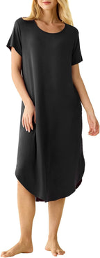 Latuza Women's Soft Viscose Short Sleeves Long Nightgown
