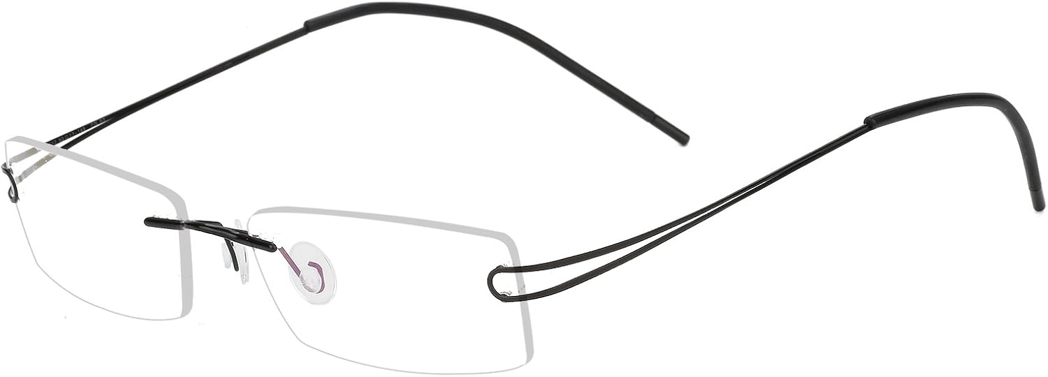 Agstum Pure Titanium Rimless Flexible Frame Optical Hingeless Eyeglasses