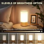 Caromolly Light Therapy Lamp, Happy Lamp 10,000 LUX UV Free with 3 Color Temperature & 5 Brightness Level, Full Spectrum Light Wood Base Round Flaxen Fabric Shade for Home, Office, 4" × 8.4”