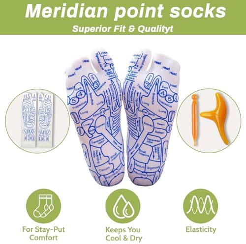 Reflexology Socks with Tools, Acupressure Massage Socks, Relieve Fatigue, Relaxation, Promote Blood Circulation (Large Size)