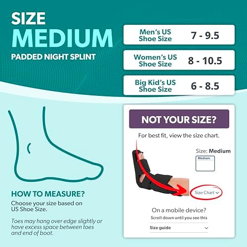 BraceAbility Padded 90 Degree Plantar Fasciitis Boot | Soft Night Splint to Stabilize Foot and Ankle, Stretches Plantar Fascia Ligament and Supports Achilles Tendon (Medium)