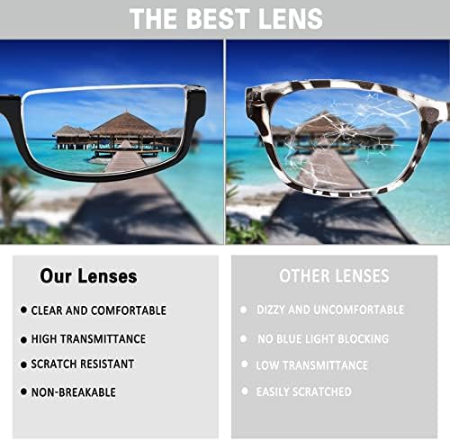 Henotin 4 Pair Reading Glasses for Women Men Readers Half Moon Frame Blue Light Blocking Spring Hinge Eyeglasses (A-mix, 1.25, diopters)