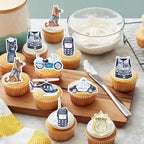 64 Edible Police Cupcake Toppers Police Officer Cupcake Picks Edible Helicopter Car Dog Badge Uniform Gun Policeman Cupcake Decorations for Policeman Theme Birthday Party Cake Decorations Supplies