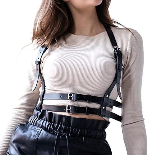 eYLun Women Leather Harness Punk Body Waist Belt - Adjustable Goth Waist Straps