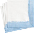 Caspari Linen Border Paper Cocktail Napkins in Light Blue - 20 Per Package