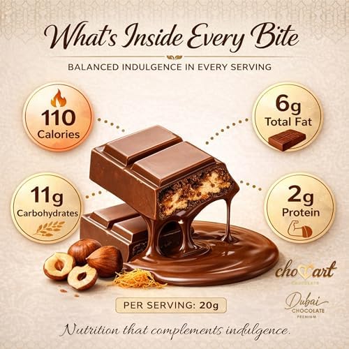 ChocCart Dubai Chocolate – Premium with Kunafa & Pistachio Filling – Viral Knafeh Chocolate Dessert Bar in Luxury Gift Box, Rich Milk (95g / 3.35 oz) - Made in Dubai (1 Pack, Hazelnut)