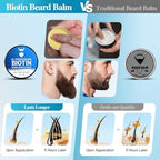 Beard Balm，2X Concentration Biotin Beard Balm for Men (2 oz) - Natural Mens Beard Oil with Castor Oil，Argan Oil, Jojoba Oil and Vitamin,Thickening for Beard，Beard Growth Softener