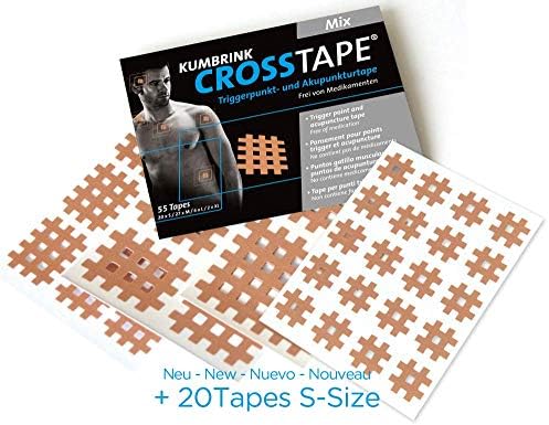 K-Tape Cross-Tape Mixed Sizes, Tapes for Crosspuncture Therapy Trigger Points, Acupuncture Points, Tense Muscles, Sore Joints - 5 Sheets, 35 Cross-Tapes