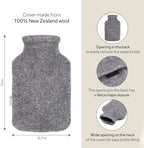 2.0L Fashy Hot Water Bottle with Barker Textiles 100% Wool Cover (Black) Hot Water Bag with Cover