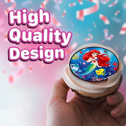 30 x Edible Cupcake Toppers Themed of Little Mermaid Collection of Edible Cake Decorations | Uncut Edible on Icing Sheet