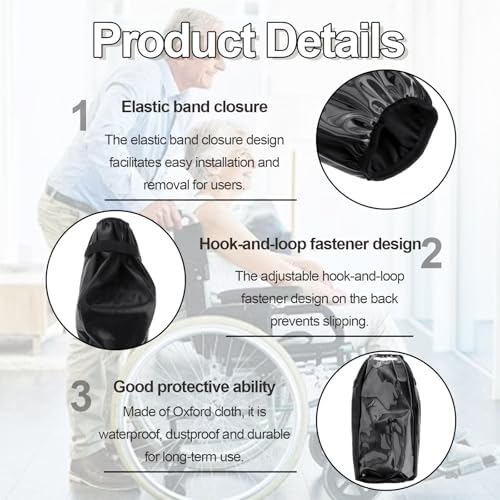 Protective Cover for Electric Wheelchairs Joystick, Waterproof Power Wheelchair Arm Joystick Cover, Electric Wheelchair Control Protector, with Adjustable Strap (Black)