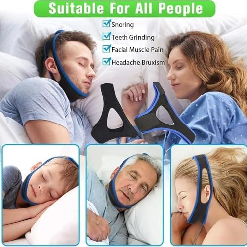 Airflow Jaw Strap Veralabs, Veralabs Air Flow Jaw Strap, Airflow Jaw Strap, Adjustable Jaw Strap for Sleeping Close Mouth, Anti Snoring Chin Strap for Women Men Snoring (Red,1 Pcs)