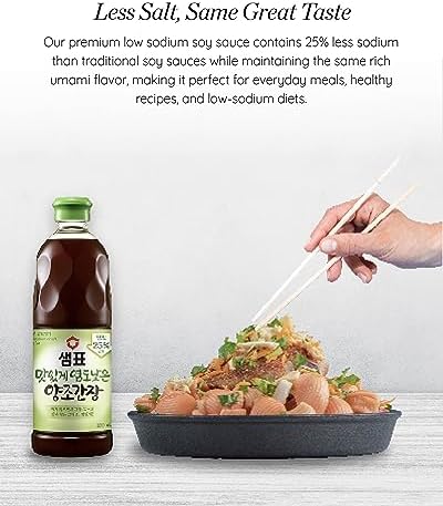 SEMPIO Low Sodium Naturally Brewed Soy Sauce - with 25% Less Salt, Made in Korea, Premium, Savory Flavor Enhancer, Multi-purpose, Authentic Korean Cuisine. (29.08 fl oz / 860ml, Vegan, Non-GMO)