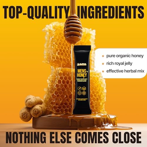 Royal Jelly Honey for Men - Extra Strength Quality, Improved Formula, Herbal Superfood Mix - Raw & Natural Energy & Power Supplement, No Added Sugar - 24 Individual Packets, 10g
