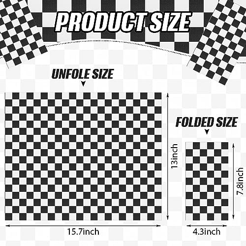 Lincia 100 Pcs Disposable Paper Napkins Checkered Black and White Napkins Disposable Gingham Race Car Birthday Party Supplies for Dinner Picnic Barbecue Racing Themed Party Favors, 3 Ply