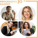 JO Progressive Multifocus Reading Glasses Men Women Oversize XL - No Line Progressive Reader Half-Rim for Mid-Near