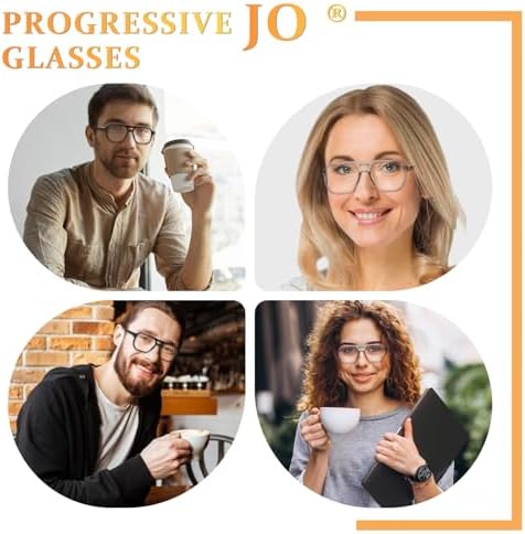 JO Progressive Multifocus Reading Glasses Men Women Oversize XL - No Line Progressive Reader Half-Rim for Mid-Near
