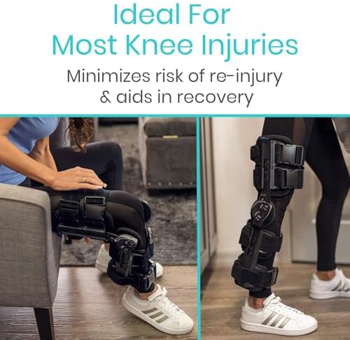 Vive ROM Knee Brace - Hinged Immobilizer for ACL, MCL and PCL Injury - Orthosis Stabilizer for Women and Men - Adjustable Recovery Support for Orthopedic Rehab, Post Op, Meniscus Tear, Right, Left Leg