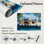 Dogs Pool Party Canvas Funny Summer Beach Art Playful Dog Wall Decor Vibrant Poolside Scene Cute Animal Print Posters for Pet Lovers Lounge Bathroom Kids Room Decor 11x14in Unframed