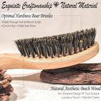 Boar Bristle Hair Brush, 100% Pure Boar Bristles Natural Wooden Slick Back Hairbrush Detangling Women Men Kids Thin Fine Hair, Reduce Frizz Smooth & Shine
