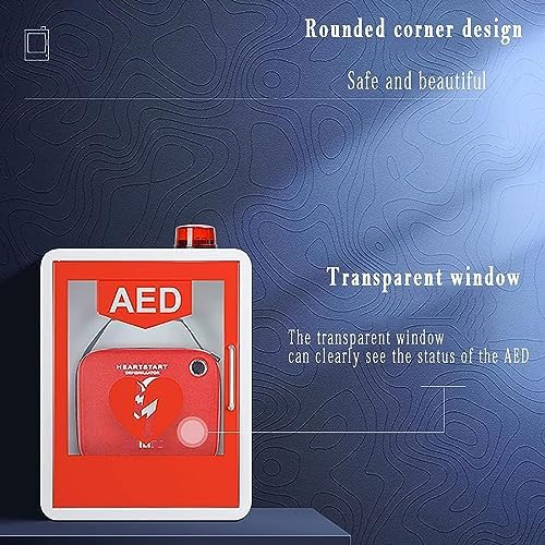 AED Cabinet, Wall Mounted First Aid AED Defibrillator Storage Cabinet with Alarm System and Magnetic Access Control, 1.2mm Steel, for Home, Office, Hospital, Public Places