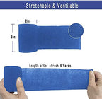 [6 Pack-3" x5Yards] MINGYUE Self Adhesive Bandage Wrap,Athletic Tape,Sports Tape,Wrist and Ankle Wrap Tape,Cohesive Bandage for Vet Tape(Blue)