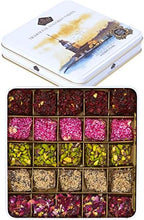 Cerez Pazari Turkish Delight In 4 Flavours, With Pistachio, Hazelnut & Walnut, Assorted Gourmet Lokum In Elegant Tin Gift Box, Sweet Traditional Soft Candy Dessert 25 Pcs, 1.1 lb (500g)