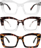 JiSoo Oversized Blue Light Readers for Women - Cool Womens Reading Glasses Chunky Thick Large Reading Glasses