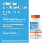 Doctor's Best Choline L-Bitartrate Supplement for Women & Men - Supports Prenatal Health & Liver Function, 550 mg Per 2 Capsule Serving, Vegan, Non-GMO, Gluten Free, Soy Free - 60 Veg Caps