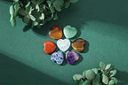 YATOJUZI 7 Chakra Natural Heart Healing Crystals Rose Quartz Amethyst Heart Love Stones Set Bulk Polished Pocket Palm Thumb Gemstones Chakra Reiki Balancing 0.8 inches