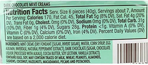 Trader Joe's Dark Chocolate Mint Creams No Artificial Colors or Flavors No Preservatives