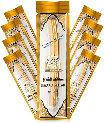SEWAK AL-FALAH Miswak (Traditional Natural Toothbrush) - 10 Pack - Individually Vacuum Sealed for Long-Lasting Freshness – Traditional Oral Care for Deep Cleaning, Whitening, and Plaque Defense