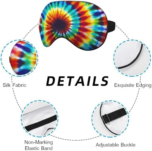 Rainbow Color Eye Mask Sleeping Mask Tie Dye Swirl Sleep Masks Silky Soft Eye Cover for Women Men Shading Blindfold for Air Travel Sleeping