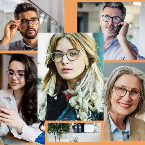 2 Pack Retro Round Reading Glasses for Women Men, Blue Light Blocking Circled Readers Eyewear with Spring Hinge