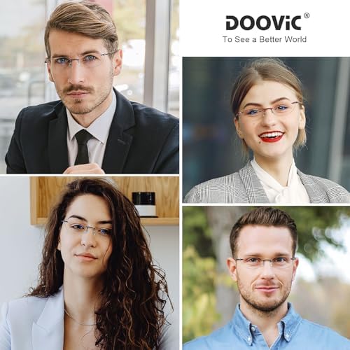 DOOViC 3 Pack Rimless Half Moon Reading Glasses TR90 Lightweight Blue Light Blocking Readers for Women and Men