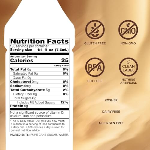 Monin - Pure Cane Syrup, Pure and Sweet, Great for Coffee, Tea, and Specialty Cocktails, Gluten-Free, Non-GMO (1 Liter)
